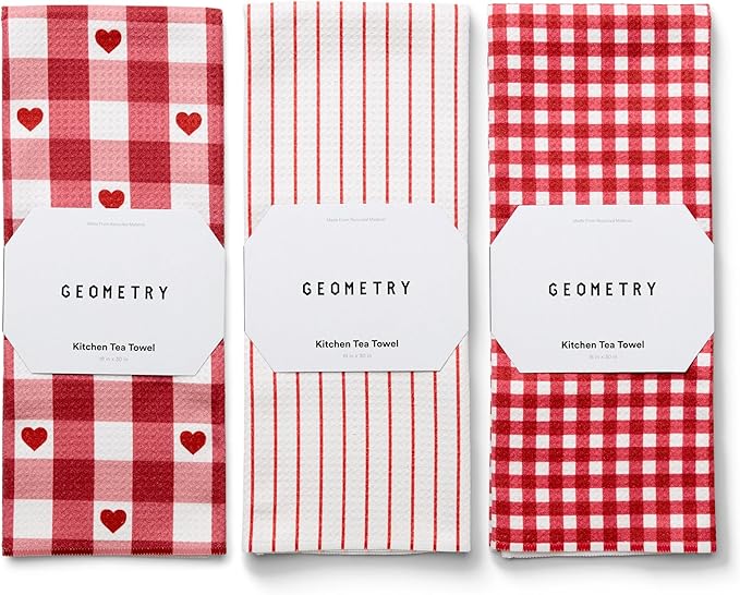 GEOMETRY Kitchen Towels - Quick Dry Microfiber Cloth Dish Towels for Kitchen Drying - Premium Quick Dry Towel - Made with Love - 3 Pack