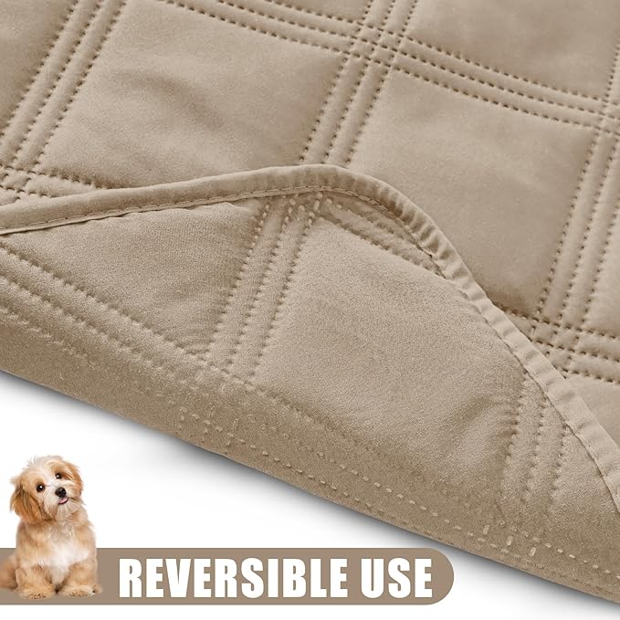 Smiry Waterproof Dog Bed Cover Blanket 40x80, Soft Reversible Pet Blanket, Washable Leakproof Cats Dogs Couch Cover for Sofa, Couch, Furniture, Lattice, Taupe/Taupe