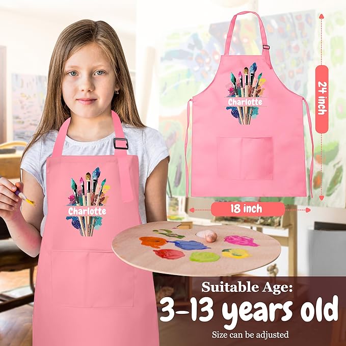 Personalized Kids Apron for Painting with Custom Name - Custom Artist Apron for Painting, Craft - Gift for Boys & Girls 3-13