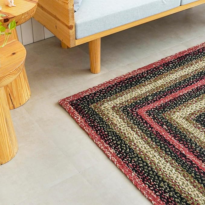 Traditional Jute Braided Runner Rug, Rustic Primitive Country Décor for Kitchen, Entryway, Hallway, Heritage, 2'X12'