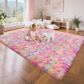 Rainbow Rugs 5x8 Ft Fluffy Plush Area Rugs for Girls Bedroom, Shaggy Rug for Kids Playroom, Kawaii Princess Fuzzy Rugs for Nursery Baby Toddler, Cute Colorful Room Decor for Girls Room