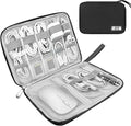 Lcsmaokin Electronics Organizer Travel Case,Electronic Accessories Storage Bag,Portable Waterproof Cable Organizer Bag,Travel Cord Organizer Bag for Small Charging Cord Storage,Cables,SD Card (Black)