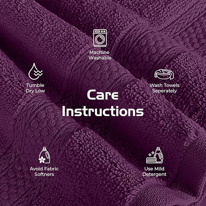 RIVERSIDE 12 Pack Premium 100% Cotton Face Wash Cloths, 12 x 12 Inches, Soft & Absorbent Face Towels for Bathroom Wash Clothes, 550 GSM, Luxury WashCloths for Showering, Body, Spa & Gym, Purple