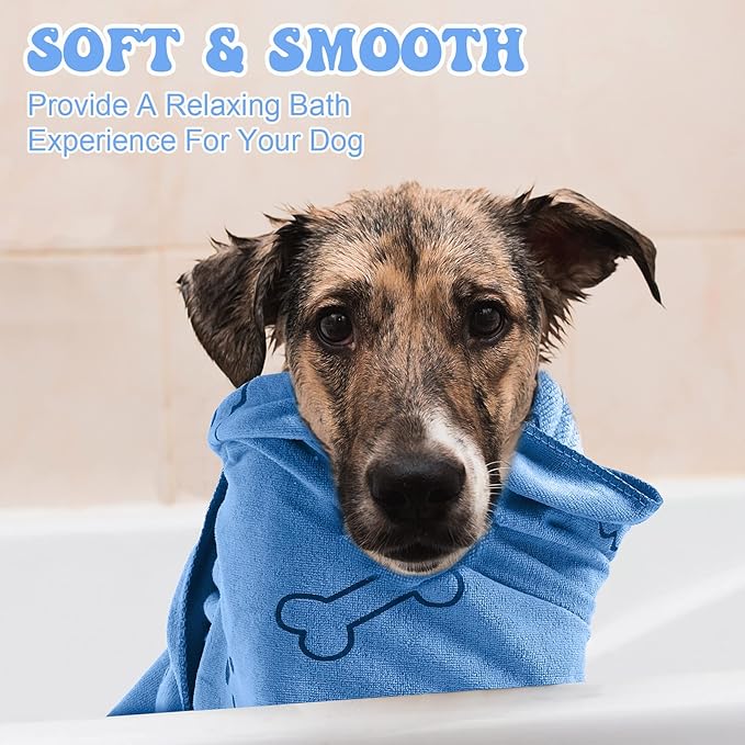 Peryiter 8 Pcs Dog Towels Pet Bath Drying Towels 55 x 28 Inches Large Absorbent Microfiber Quick Fast Drying Soft Beach for Lightweight Cat and Puppy Shower Essentials Cleaning Accessories(Blue)
