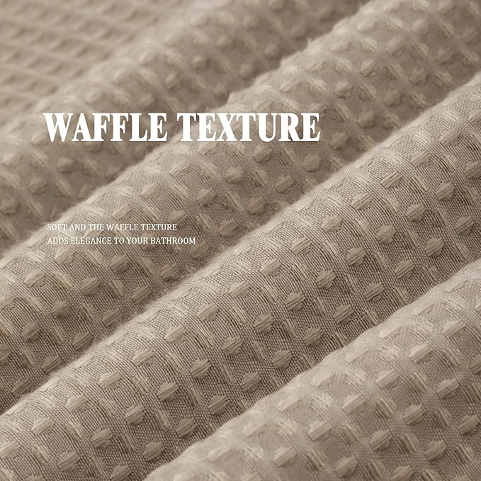Awellife Waffle Hotel Textured Beige Shower Curtains for Bathroom 230 GSM Heavy Duty Fabric Liner, 72" W X 72" L Inch