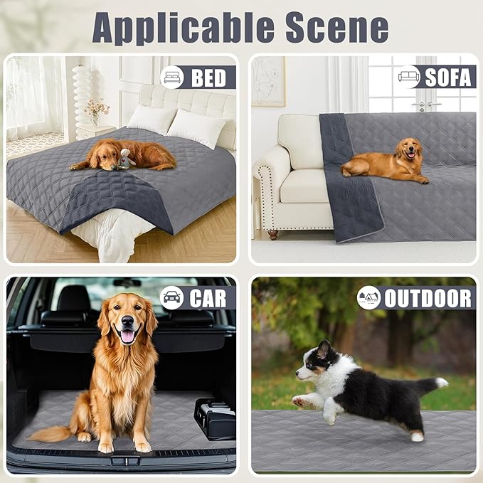Smiry Waterproof Dog Bed Cover Blanket 82x120, Soft Reversible Pet Blanket, Washable Leakproof Cats Dogs Couch Cover for Sofa, Couch, Furniture, Lattice, Grey/Dark Grey
