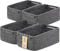 MiniArk Small Storage Baskets for Organizing | Closet Organizer Bins | Shelf Toy Basket | Woven Rope Baskets | Cube Decorative Box | Shallow Basket | 13x8.5x5.1” | 4 Packs Dark Gray