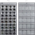 ANZORG Dual Sided Hanging Sunglasses Organizer Storage Wall Mounted Eyeglasses Holder Eyewear Display Case with 40 Clear Slots (40 Pockets-Grey)