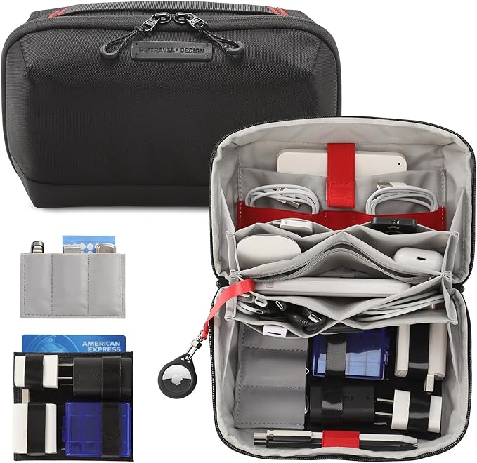 VanFn Electronics Travel Organizer Storage Bag, Accessory Handle Bag, Gadgets Pouch, USB Cable, Travel Friendly Electronics Organizer P.Travel Series