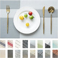 Placemats Set of 6 Vinyl/Plastic Woven Place Mats for Kitchen Table Indoor/Outdoor Washable Placemat Wipeable Dining Table Mats (Silver Cube,6)