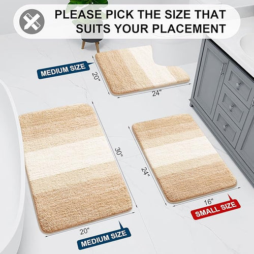 Arotive Microfiber Bathroom Rugs, Shaggy Soft and Absorbent Bath Rug, Non-Slip, Thick Plush Machine Washable Dry Bath Mats for Bathroom, Tub and Shower, 44x32, Beige, Rectangular