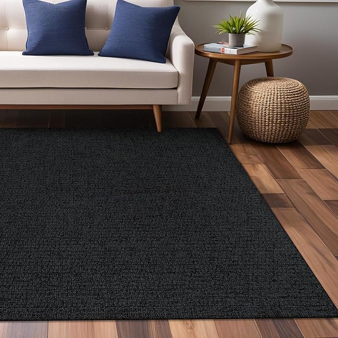 Easy Jute Rugs 8x10 Dark Gray Color Living Room Indoor Outdoor Area Rug for Farmhouse Patio and Kitchen Rug High Traffic Washable Easy to Clean Solid Woven Design Outside Carpet (8 x 10)