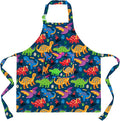 Sylfairy Aprons for Kids Girls Rainbow Unicorn Apron Children Kitchen Chef Aprons Smock (Green+Dinosaur, Small,3-5Years)
