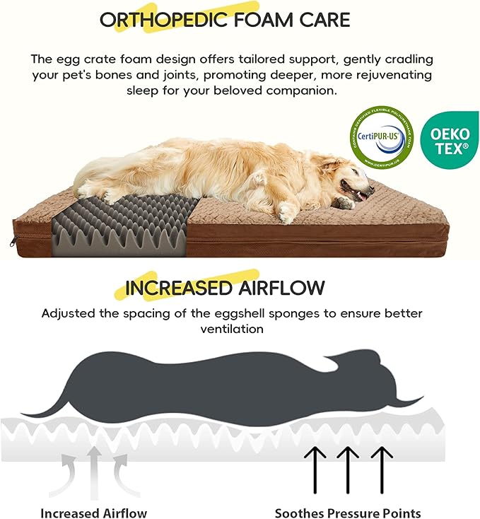 Sytopia Washable Indestructible 44" Dog Bed for Large Dogs – Double-Sided Plush, Chew Proof, Waterproof, Thick Orthopedic Support, Durable Multi- Size Comfort Clearance Indoor Flat Dog Bed