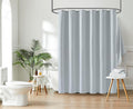 Indecor Home Luxury Dobby Weave Shower Curtain Elegant Hotel Style Fabric for Bathroom, Water Repellent, Machine Washable Light Grey Dobby