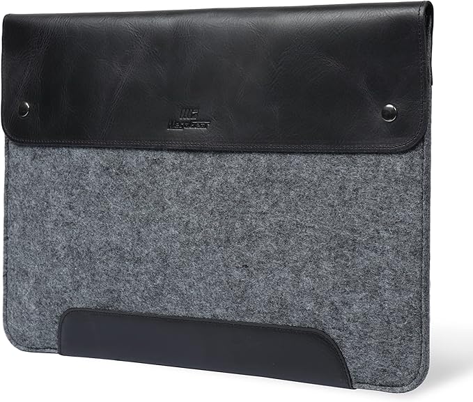 MegaGear Genuine Leather and Fleece MacBook Bag Laptop Sleeve for MacBook Pro and MacBook Air Case - 16 Inch - 15 Inch - 15.5 Inch (M4, M3, M2, M2, M1, Pro & Max) 2020 to 2024 Models