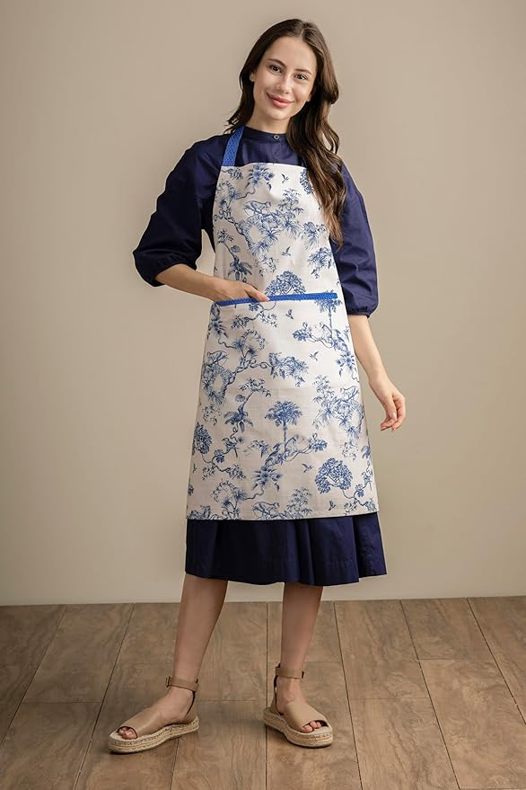 Maison d' Hermine 100% Cotton Apron for women with Pocket Kitchen Chef Apron for Men Cooking Gardening Server Waitress