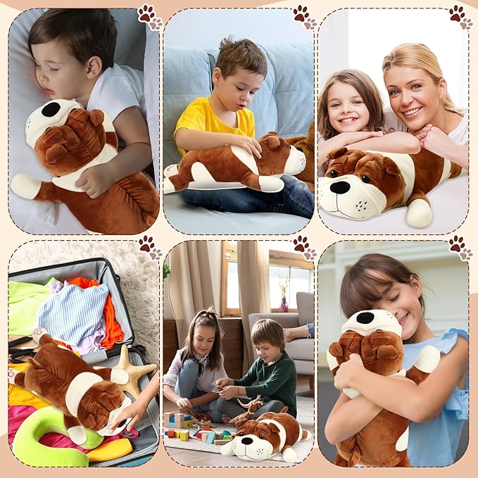 Vertintong 23.6" Huggable Dog Plush, Cute Stuffed Animal, Soft Adorable Cuddle Companion for Kids, Easter Birthday Plush Pillow Gift for Boys and Girls