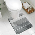 COSY HOMEER Toilet Rugs U-Shaped 24"x20", Ultra Soft Absorbent Bath Mat with Non-Slip TPR Backing, Machine Washable Shaggy Rug for Toilet, Grey