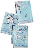 Maison d' Hermine Kitchen Towel 100% Combed Cotton Premium Set of 3 Kitchentowels Easter Tea Towels (20"x27.50") for Table Cleaning, Buffet Parties & Wedding Use - Peacock Utopia - Pastel Turquoise
