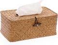 Sumnacon Tissue Box Cover Rectangle Tissue Box Seagrass Tissue Box Holder Woven Tissue Holder Decorative Tissue Cover for Bathroom Tissue Box Cover Rectangular for Home Office Table Caramel