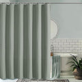 OVZME Extra Long Shower Curtain Set- 96 Inch Long Waffle Weave Heavy Duty Fabric Shower Curtains for Bathroom, Luxury Heavy Duty Thick Cloth Shower Curtain with 12 Plastic Hooks, 72x96, Sage Green
