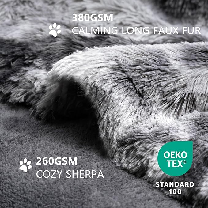 gogobunny Waterproof Dog Blanket for Large Dogs, Cats, Puppy, Reversible Faux Fur Pet Throw Blanket, Washable, Calming Furniture Protection for Sofa Bed (25x35 Inch (Pack of 1), Tie-dye Grey)