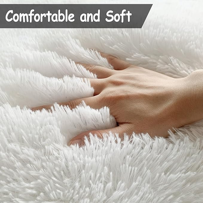 8x10 Area Rug for Living Room Soft White Fluffy Rug for Bedroom 8x10 Large Shaggy Carpet Fuzzy Modern Floor Decor Aesthetic, Nursery Playroom Plush Non-Slip Thick Rugs for Kids Girls Boys