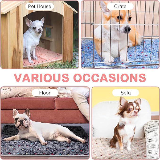 Clysee 4 Pack Self Heating Cat Bed Cat Self Warming Pad with Removable Cover Extra Warm Thermal Pet Pad Washable Pet Crate Mat Anti Slip Kennel for Indoor Outdoor Pets(Dot,16 x 20 Inches)