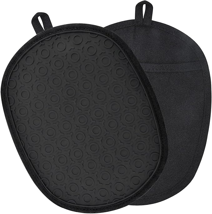 Pot Holders and Oven Mitts for Kitchen Heat Resistant Hot Mitts Pads Silicone Anti-scalding Cooking, Baking Black 2Pack