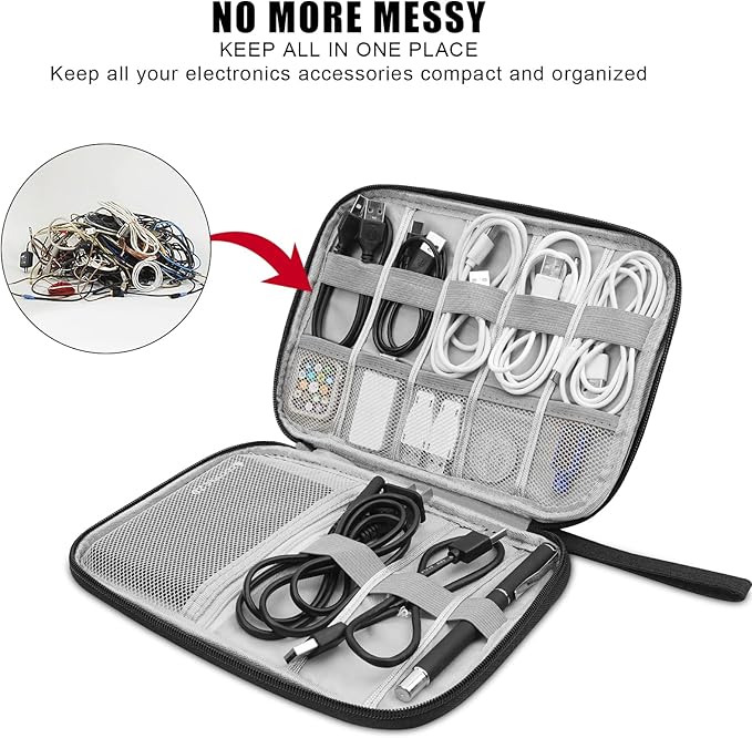 XINGXINRONG Electronic Organizer Travel Universal Cable Organizer Electronics Accessories Bag for Cable, Charger, Phone, USB, SD Card,1Pack