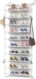 MUOU 10 Tier Shoe rack Hanging Shoe Storage the door shoe rack for Closet Pantry Over The Door Shoe Organizer Wall Floating Shelves (White, 10 Tier)