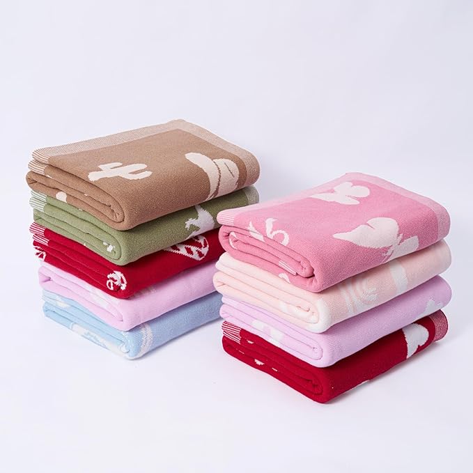 SWaddle AN Cactus Jacquard Baby Blanket, Size 30x40in, 100% Cotton Fabric, Two-Sided Breathable Throw Blanket for Boys and Girls
