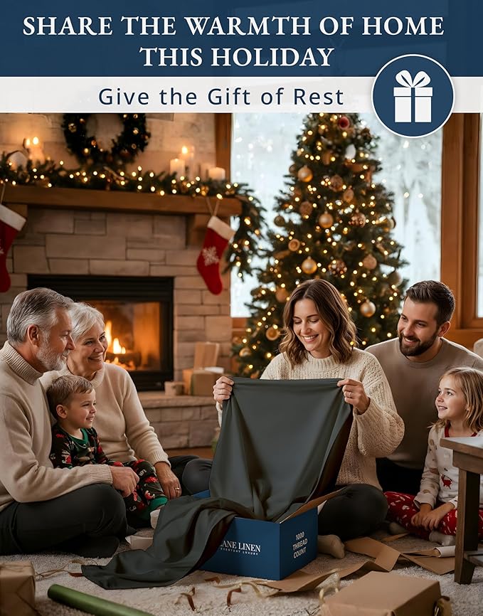 LANE LINEN 1000TC 100% Egyptian Cotton Split King Bed Sheets for Adjustable Beds - Fully Elasticized Reinforced Seams Extra Deep Pocket Split King Sheet, No Pill Fade Resistant Sheets- Black