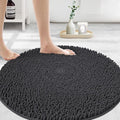 MAYSHINE Round Area Rug Set for Bathroom | Soft Plush Chenille Bath Mat, Water Absorbent Non-Slip Bathroom Rug | Washable Shag Carpet, Bedroom, or Home Décor | 48"x48" (Round) | Charcoal Gray