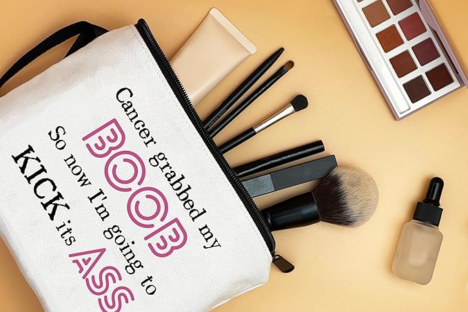 ARIOSEY Breast Cancer Gift Set - Travel Cosmetic Bag, Motivational Gifts for Cancer Care, End Of Chemo & After Surgery Support