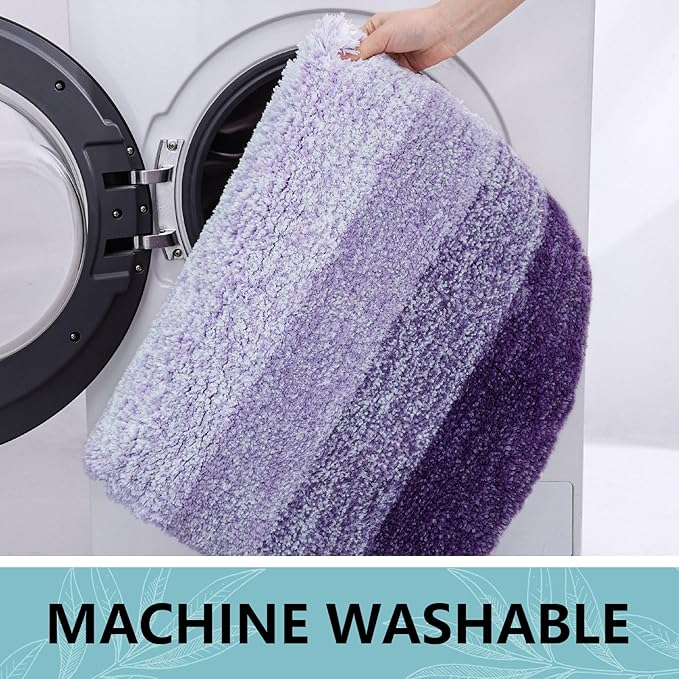 Arotive Microfiber Bathroom Rugs, Shaggy Soft and Absorbent Bath Rug, Non-Slip, Thick Plush Machine Washable Dry Bath Mats for Bathroom, Tub and Shower, 45x27, Dark Purple, Rectangular