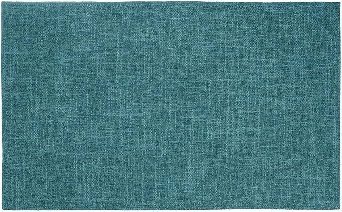 HARFINGTON 4pcs Linen Fabric Placemats 12" x 18" Polyester Rectangle Place Mats Machine Washable Heat Resistant Kitchen Table Mats for Outdoor Indoor Party Family Holiday, Cyan Blue