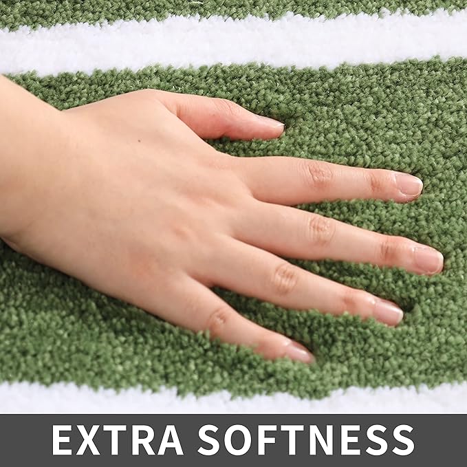 COSY HOMEER Extra Thick Bath Linen Sets Rugs - Anti-Slip Bath Mats Soft Plush 100% Strong Polyester Living Room Bathroom Water Absorbent(Green,24x48 - Inches)