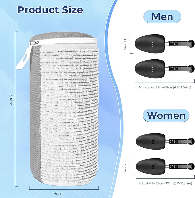 SR ESSENTIALS 2Pcs Shoe Washing Machine Bag with Insoles | Reusable Sneaker Laundry Bags for Machine Wash | Fluffy Fiber 360° Cleaning with Durable Zipper Closure (White Grey & Trees)