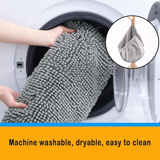 RuiXiangTeng Quick Dry pet Dog Towels,Ultra Absorbent Microfiber, Suitable Dog and cat Bath Towel, Comfortable Hand Pockets, Indoor Outdoor Use,Durable Material,Machine Washable (24.4 * 9.8in)