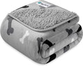 PetAmi Waterproof Dog Blanket Sherpa Fleece, Pet Medium Large Dogs, Reversible Cat Throw Bed Couch Sofa Furniture Protector, Soft Plush Microfiber (Large 40x60, Bone Print Gray), (40x60)