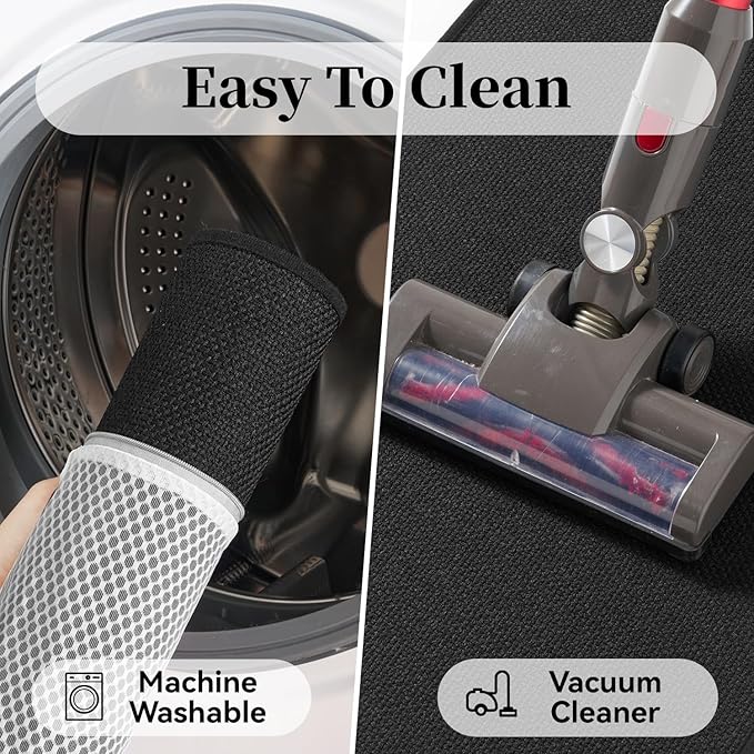 MontVoo Bath Mat Rug-Ultra Thin Non Slip Bath Mats for Bathroom Mat Quick Dry, Rubber Backing Washable Bathroom Rugs Fit Under Door, Absorbent Bath Rugs for Floor,17"x24",Black