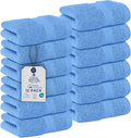 DAN RIVER 12-Pack Premium 100% Cotton Medium Blue Face Towels for Bathroom - Reusable Face Wash Cloths for Showering 12x12 Inches - 550 GSM Super Soft & Absorbent Luxury WashCloths for Body, Spa & Gym