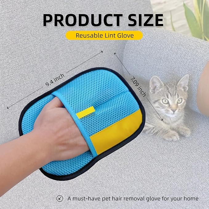 put girl 2-Pack Pet Hair Removal Gloves for Cats & Dogs, Reusable Electrostatic Hair Remover Mitts for Furniture & Clothing