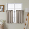 Lecloud Bessie Stone Kitchen Curtains 30 Inch Length 2 Pcs, Light Filtering Cafe Short Curtain Tiers, Dual Rod Pocket Window Treatments for Bedroom Basement Bathroom, Each 30 W x 30 L
