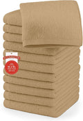 RIVERSIDE 12 Pack Washcloths - 12x12 Inches, 500 GSM, 100% Ring-Spun Cotton - Soft, Absorbent & Durable Face and Body Towels - for Bathroom, Spa, Gym, Makeup Removal & Everyday Use - Tan