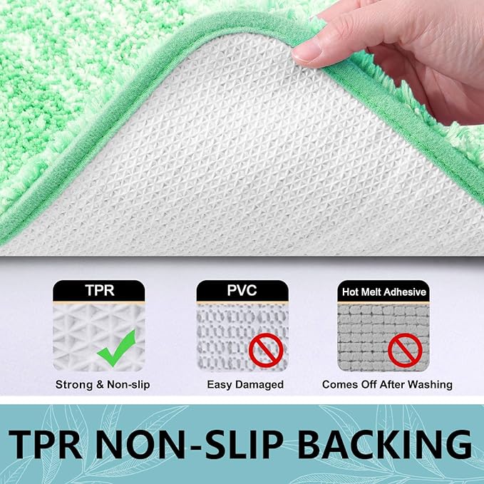 Arotive Microfiber Bathroom Rugs, Shaggy Soft and Absorbent Bath Rug, Non-Slip, Thick Plush Machine Washable Dry Bath Mats for Bathroom, Tub and Shower, 47x24, Green, Rectangular