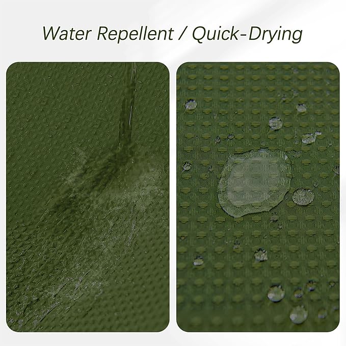 PANGSINNE Waterproof Fabric Shower Curtain Extra Long Waffle Weave Heavy Duty Bathroom Shower Curtain Set, 256GSM Weighted Thick Shower Curtain with 12 Rust-Resistant Hooks,72Wx84H Green