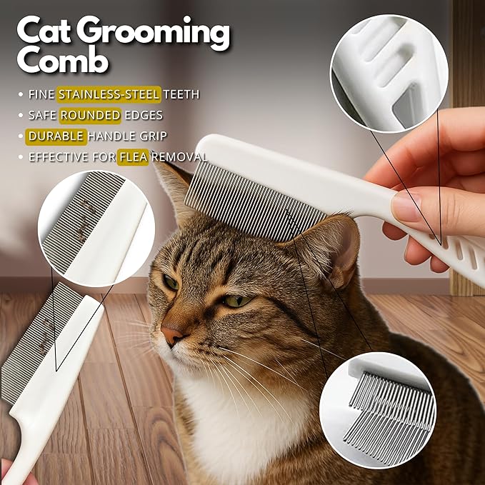 Pet Hair Removal Glove for Cats & Dogs - 2 Gloves, 2 Hangers & 1 Comb Set - Reusable Electrostatic pet hair remover glove for Pets Grooming, Double Sided Static Pet Hair Fur Remover Tool Mitt Gloves